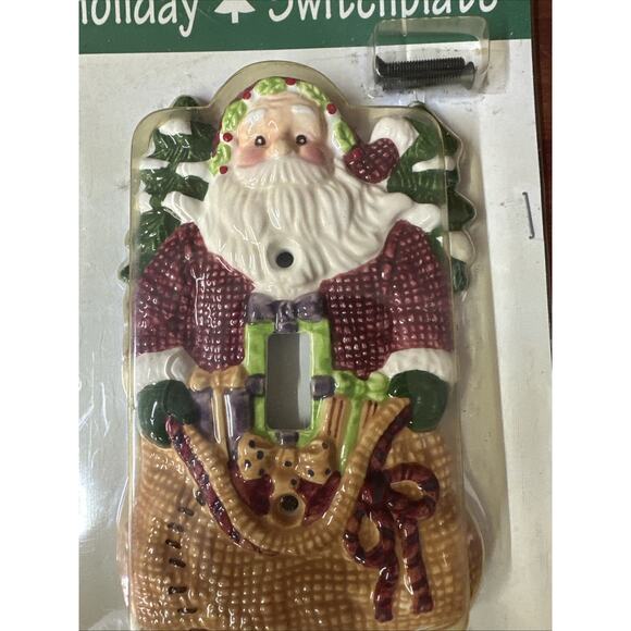 Vintage Ceramic Figi Holiday Santa Light Switch Cover - Picture 2 of 2